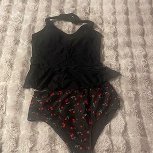 Two piece high waisted/peplum bathing suit